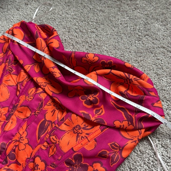 NWT Hello Molly strapless flowy pink orange floral romper corset top XL - Picture 8 of 12